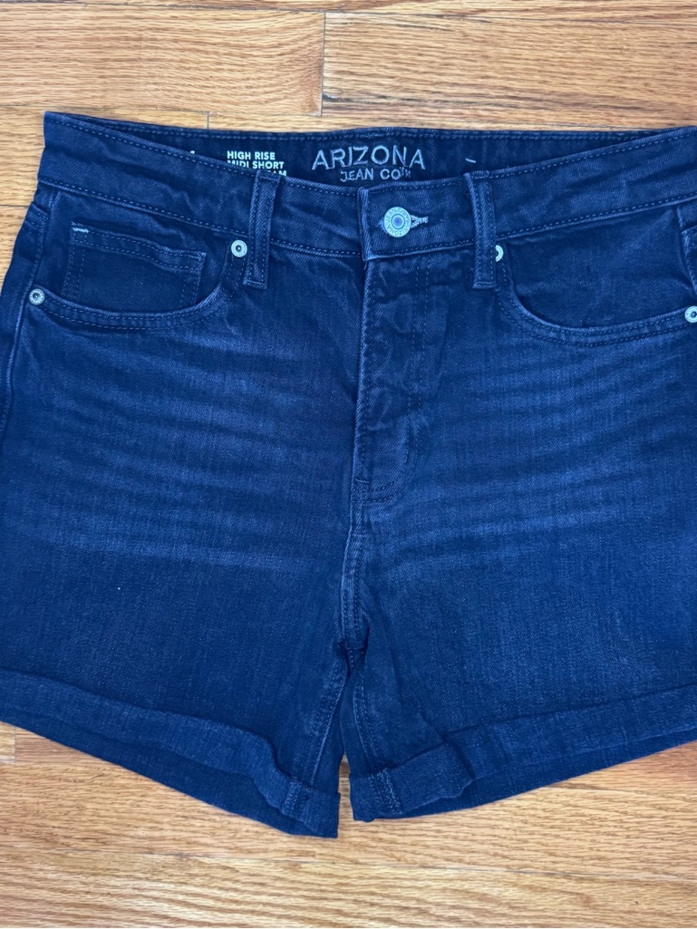 High-Rise Gray Denim Shorts